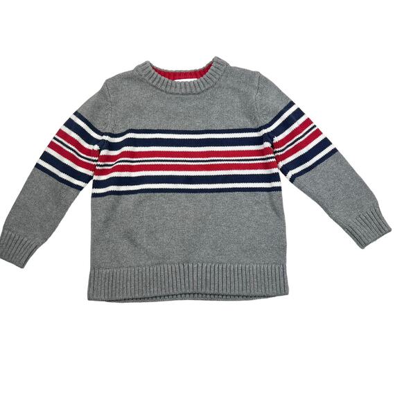 Hanna Andersson Gray Striped Crewneck Knit Sweater - Picture 1 of 4